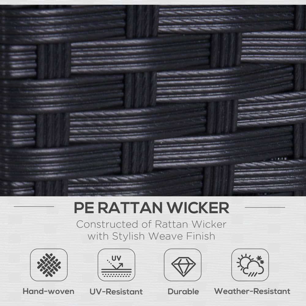 image-Outsunny 2 Seater Rattan Garden Sofa Black Double Couch Loveseat Wicker