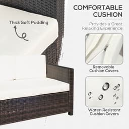 image-Outsunny 2 Seater Rattan Garden Sofa Black Double Couch Loveseat Wicker