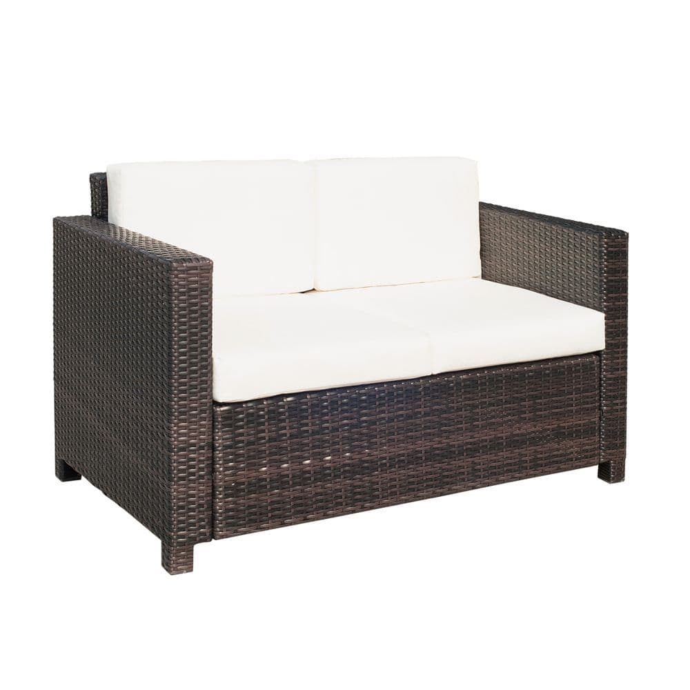 image-2 Seater Sofa Brown Rattan Table Sofa Chair Mixed Brown