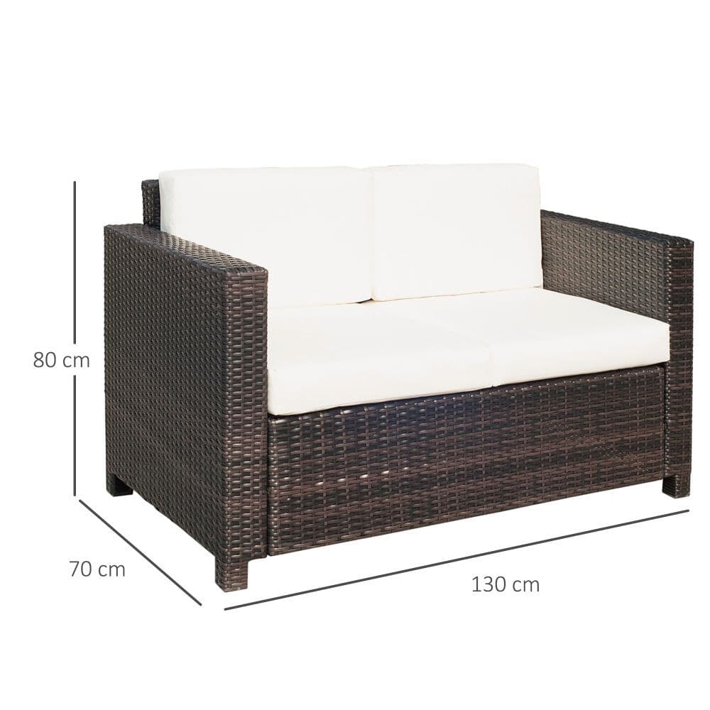 image-2 Seater Sofa Brown Rattan Table Sofa Chair Mixed Brown