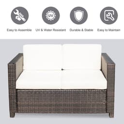 image-2 Seater Sofa Brown Rattan Table Sofa Chair Mixed Brown