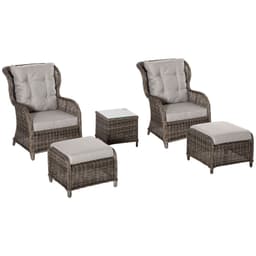 image-2 Seater Rattan Sofa Chair & Stool Table SetSet Aluminium Frame Brown