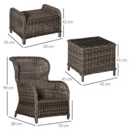 image-2 Seater Rattan Sofa Chair & Stool Table SetSet Aluminium Frame Brown