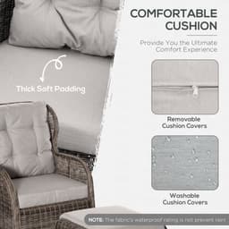image-2 Seater Rattan Sofa Chair & Stool Table SetSet Aluminium Frame Brown