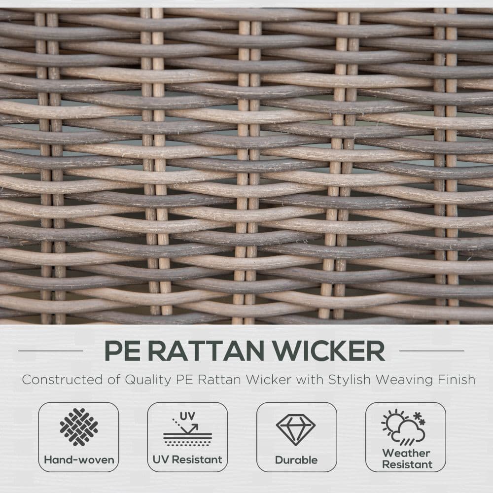 image-2 Seater Rattan Sofa Chair & Stool Table SetSet Aluminium Frame Brown