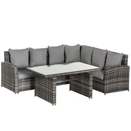 image-5-Seater Patio Dining Table Sets All Weather PE Rattan Sofa Cushions Grey