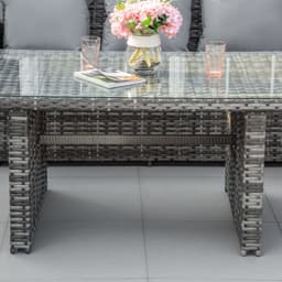image-5-Seater Patio Dining Table Sets All Weather PE Rattan Sofa Cushions Grey