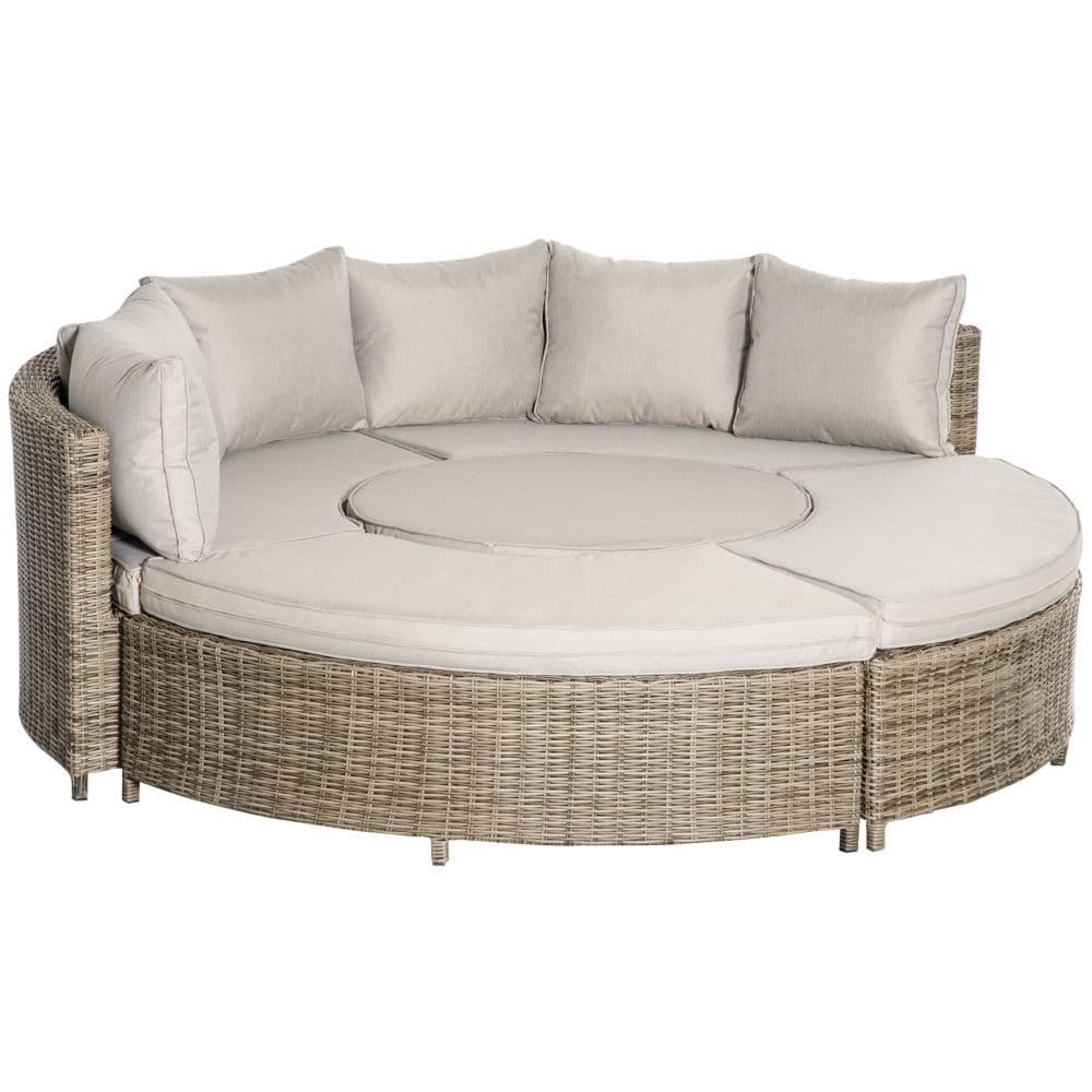 image-8-Seater PE Rattan DaybedTable with Olefin Cushion