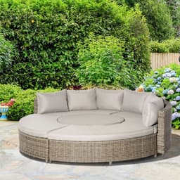 image-8-Seater PE Rattan DaybedTable with Olefin Cushion