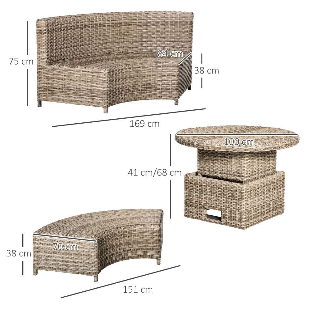 image-8-Seater PE Rattan DaybedTable with Olefin Cushion