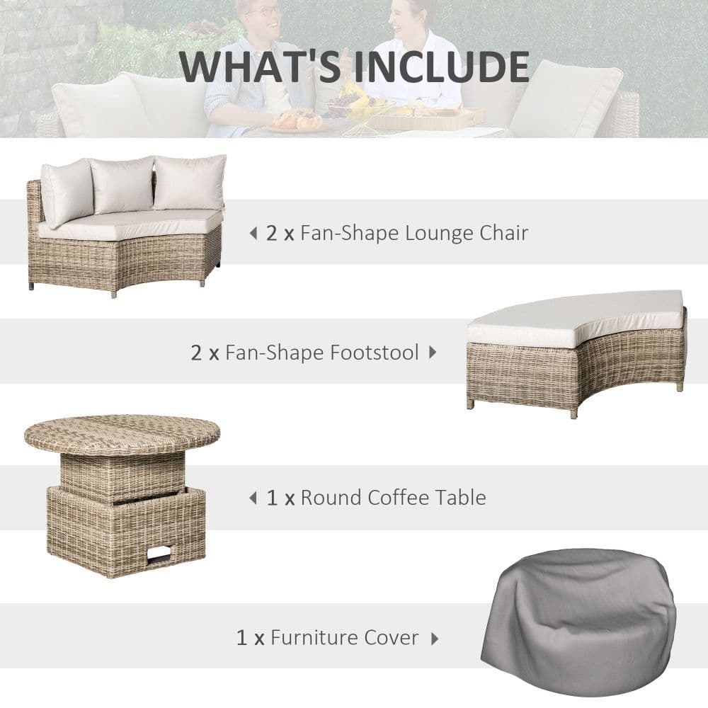 image-8-Seater PE Rattan DaybedTable with Olefin Cushion