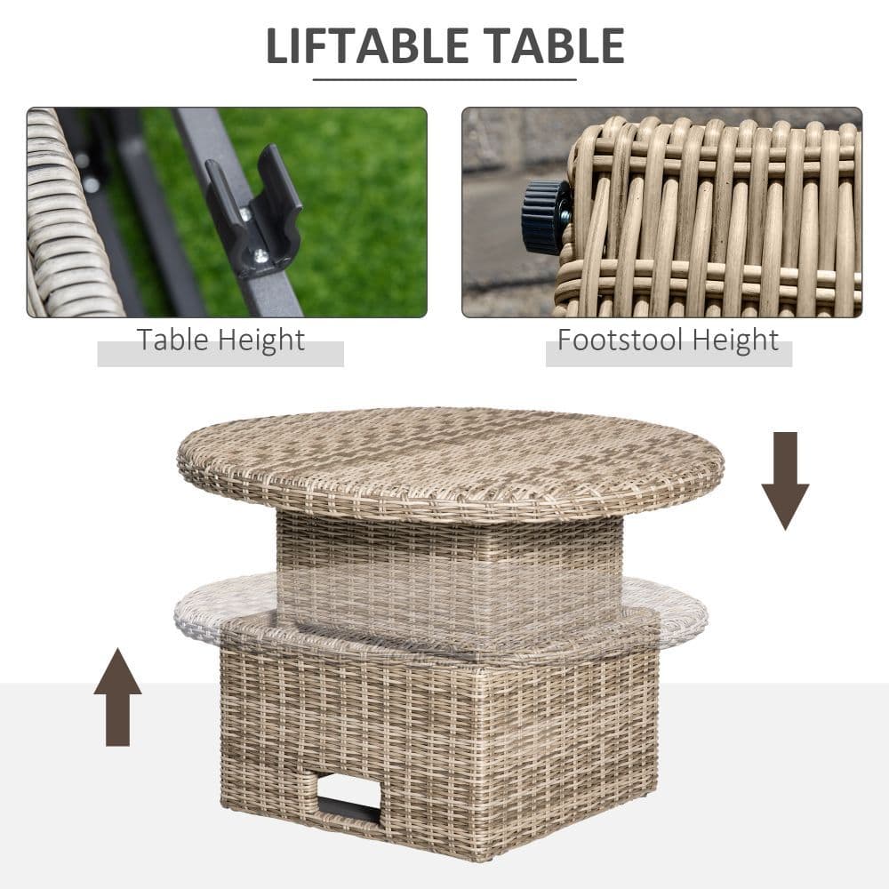 image-8-Seater PE Rattan DaybedTable with Olefin Cushion