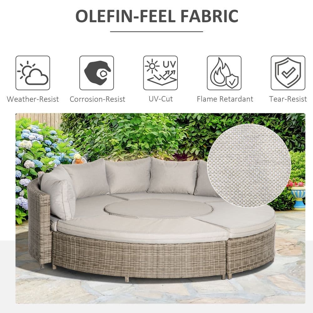 image-8-Seater PE Rattan DaybedTable with Olefin Cushion