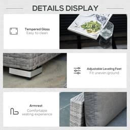 image-6-Seater Patio PE Rattan Sofa Set, w/ Tempered Glass Coffee Table Grey