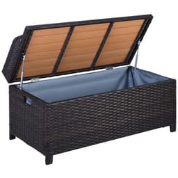 image-Rattan Garden Storage, 102Lx51Wx51H cm Brown / Cabinet Cushion Box Chest