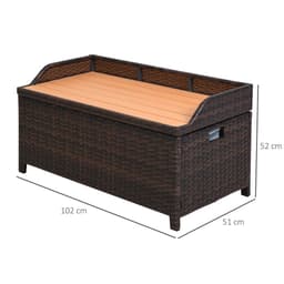 image-Rattan Garden Storage, 102Lx51Wx51H cm Brown / Cabinet Cushion Box Chest