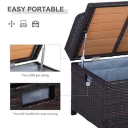 image-Rattan Garden Storage, 102Lx51Wx51H cm Brown / Cabinet Cushion Box Chest