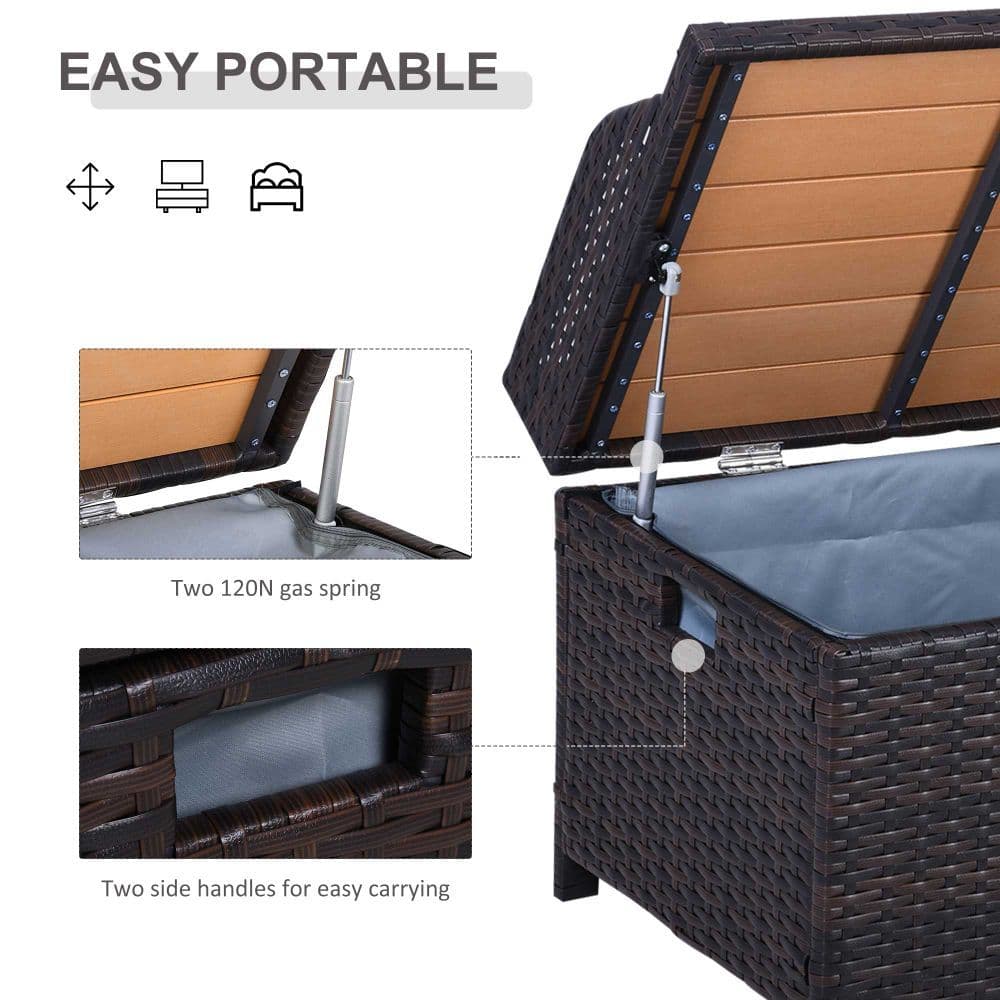 image-Rattan Garden Storage, 102Lx51Wx51H cm Brown / Cabinet Cushion Box Chest