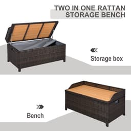 image-Rattan Garden Storage, 102Lx51Wx51H cm Brown / Cabinet Cushion Box Chest