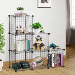 image-DIY 6 Cube Wire Storage Cabinet Organiser, 111L x 37W x 111Hcm-Black