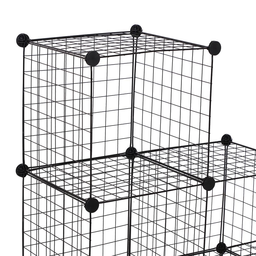 image-DIY 6 Cube Wire Storage Cabinet Organiser, 111L x 37W x 111Hcm-Black