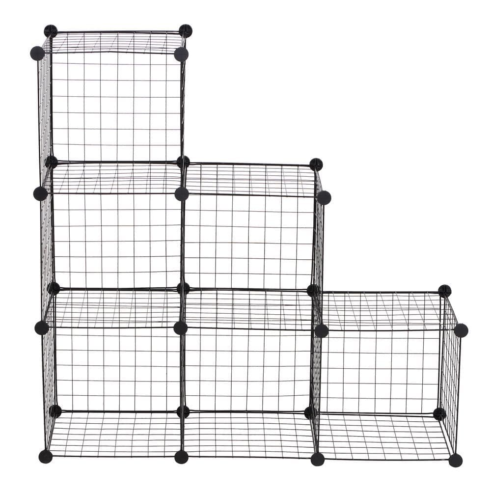 image-DIY 6 Cube Wire Storage Cabinet Organiser, 111L x 37W x 111Hcm-Black