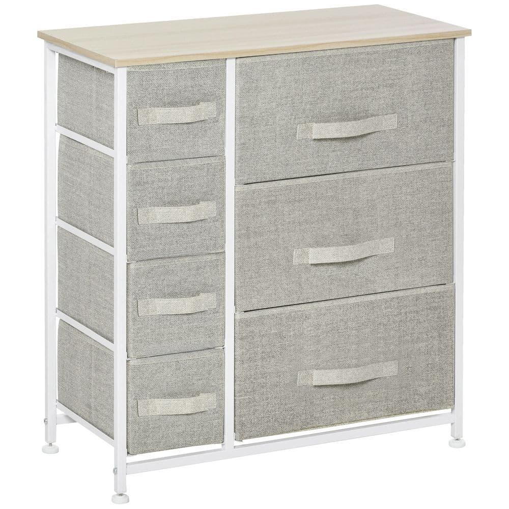 image-7 Linen Drawers Cabinet Organizer Adjustable Feet White, Oak and Light Grey