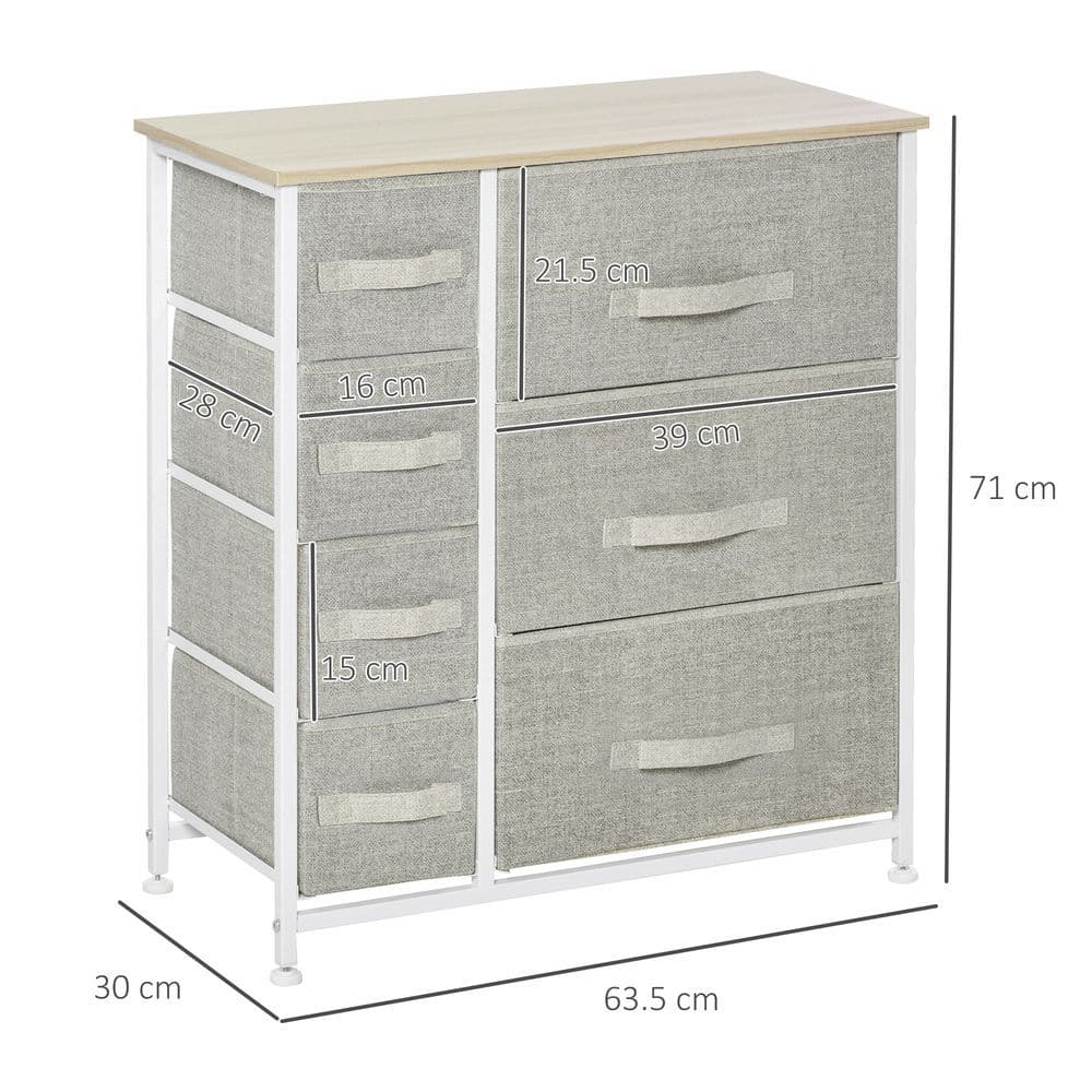 image-7 Linen Drawers Cabinet Organizer Adjustable Feet White, Oak and Light Grey