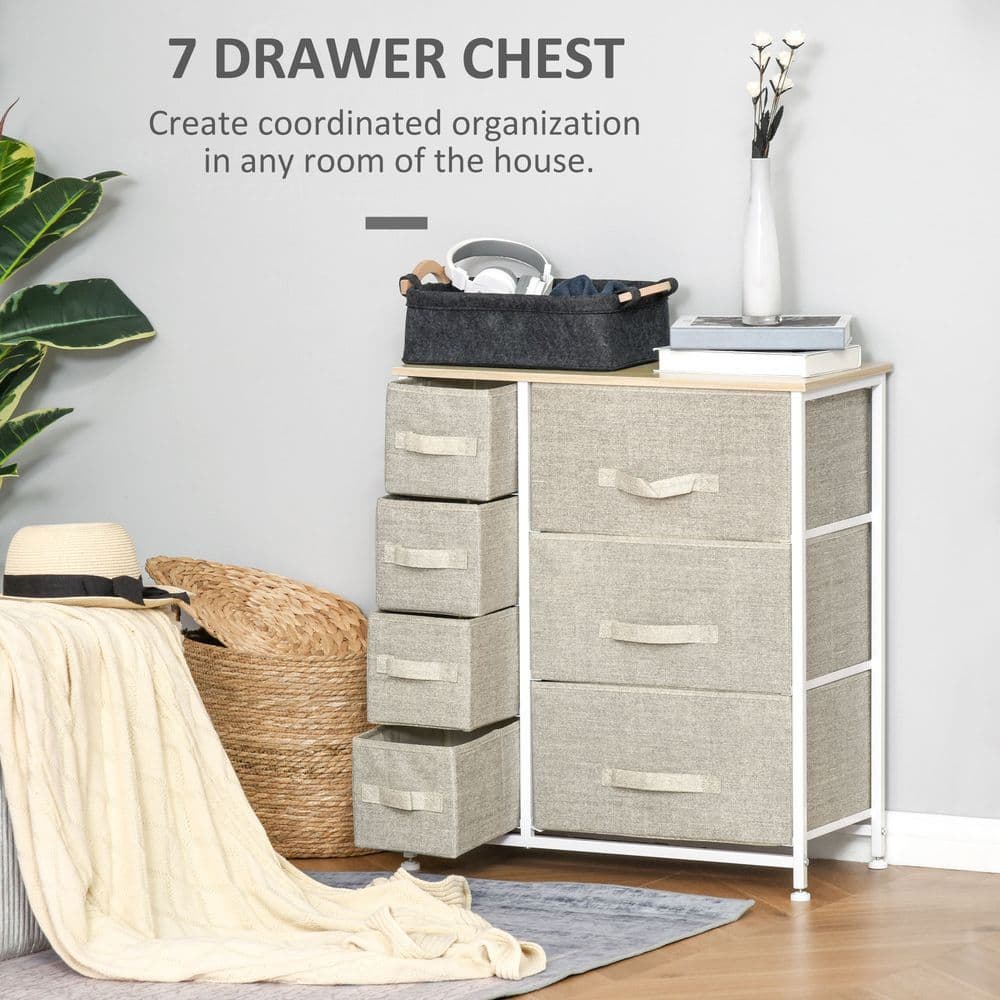 image-7 Linen Drawers Cabinet Organizer Adjustable Feet White, Oak and Light Grey