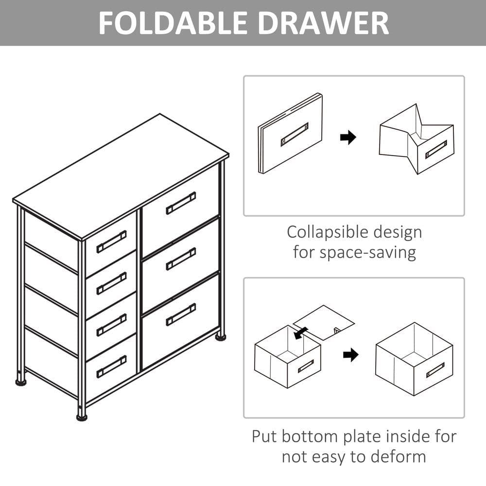 image-7 Linen Drawers Cabinet Organizer Adjustable Feet White, Oak and Light Grey