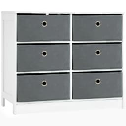 image-Chests of Drawer, Fabric Dresser Storage Cabinet with 6 Drawers White and Grey