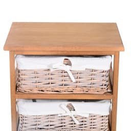 image-5-Drawers Storage Unit Wooden Frame W/ Wicker Woven Baskets