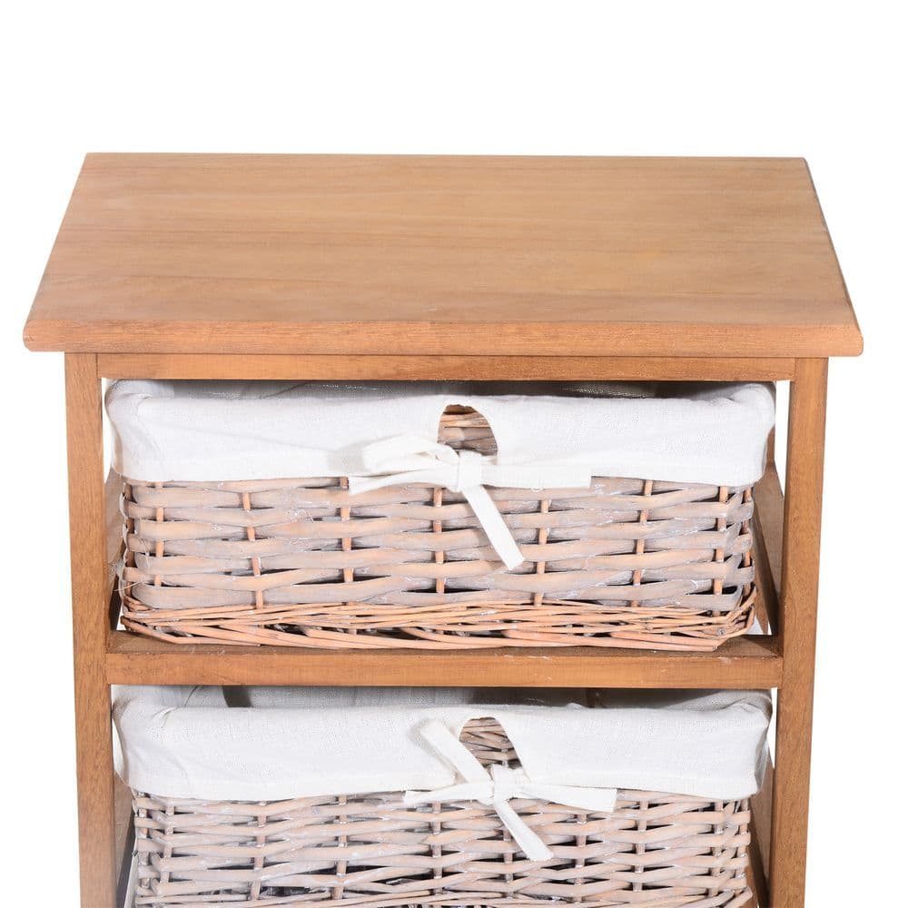 image-5-Drawers Storage Unit Wooden Frame W/ Wicker Woven Baskets