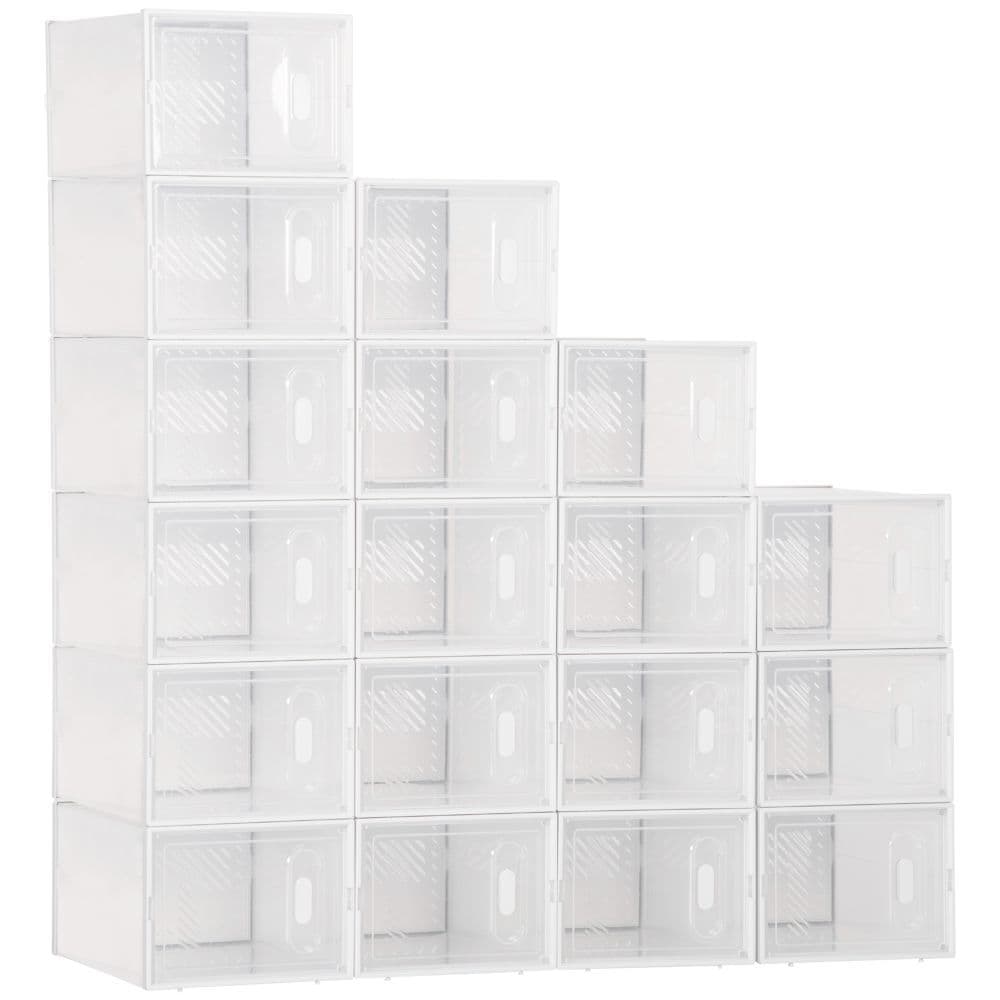 image-18PCS Clear Shoe Box, Plastic UK/EU Size 8.5/43, 25 x 35 x 19cm