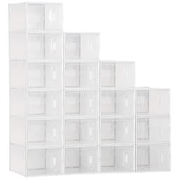 image-18PCS Clear Shoe Box, Plastic UK/EU Size 8.5/43, 25 x 35 x 19cm