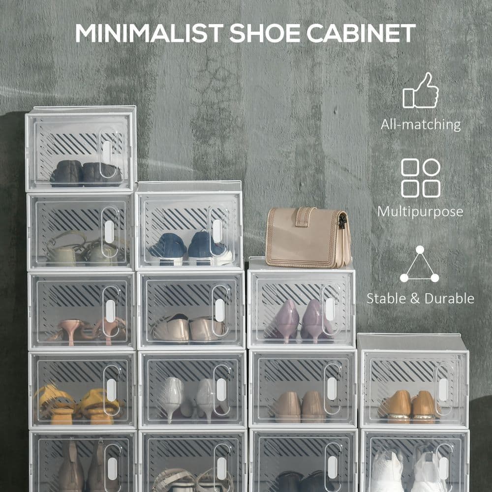 image-18PCS Clear Shoe Box, Plastic UK/EU Size 8.5/43, 25 x 35 x 19cm