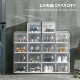 image-18PCS Clear Shoe Box, Plastic UK/EU Size 8.5/43, 25 x 35 x 19cm