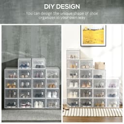 image-18PCS Clear Shoe Box, Plastic UK/EU Size 8.5/43, 25 x 35 x 19cm