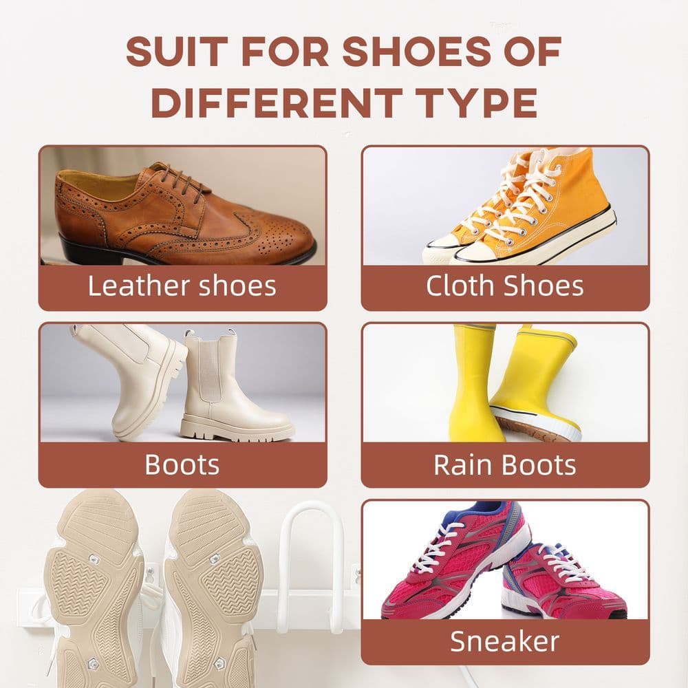 image-2 Pairs Electric Shoe Dryer, Wall Mount Boots, Leather Shoes, Socks, White