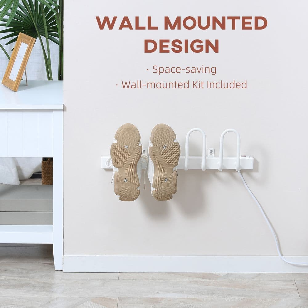 image-2 Pairs Electric Shoe Dryer, Wall Mount Boots, Leather Shoes, Socks, White