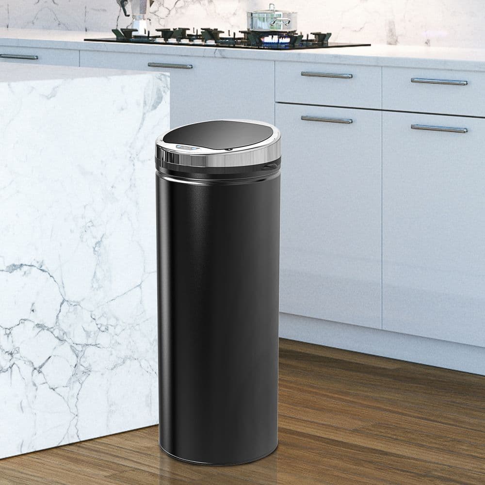 image-50 L Stainless Steel Sensor Trash Can W/ Bucket-Black