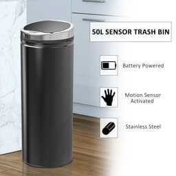 image-50 L Stainless Steel Sensor Trash Can W/ Bucket-Black