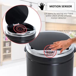 image-50 L Stainless Steel Sensor Trash Can W/ Bucket-Black