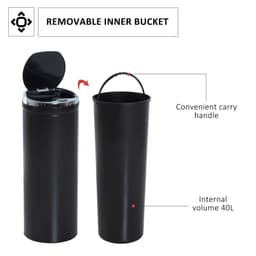 image-50 L Stainless Steel Sensor Trash Can W/ Bucket-Black