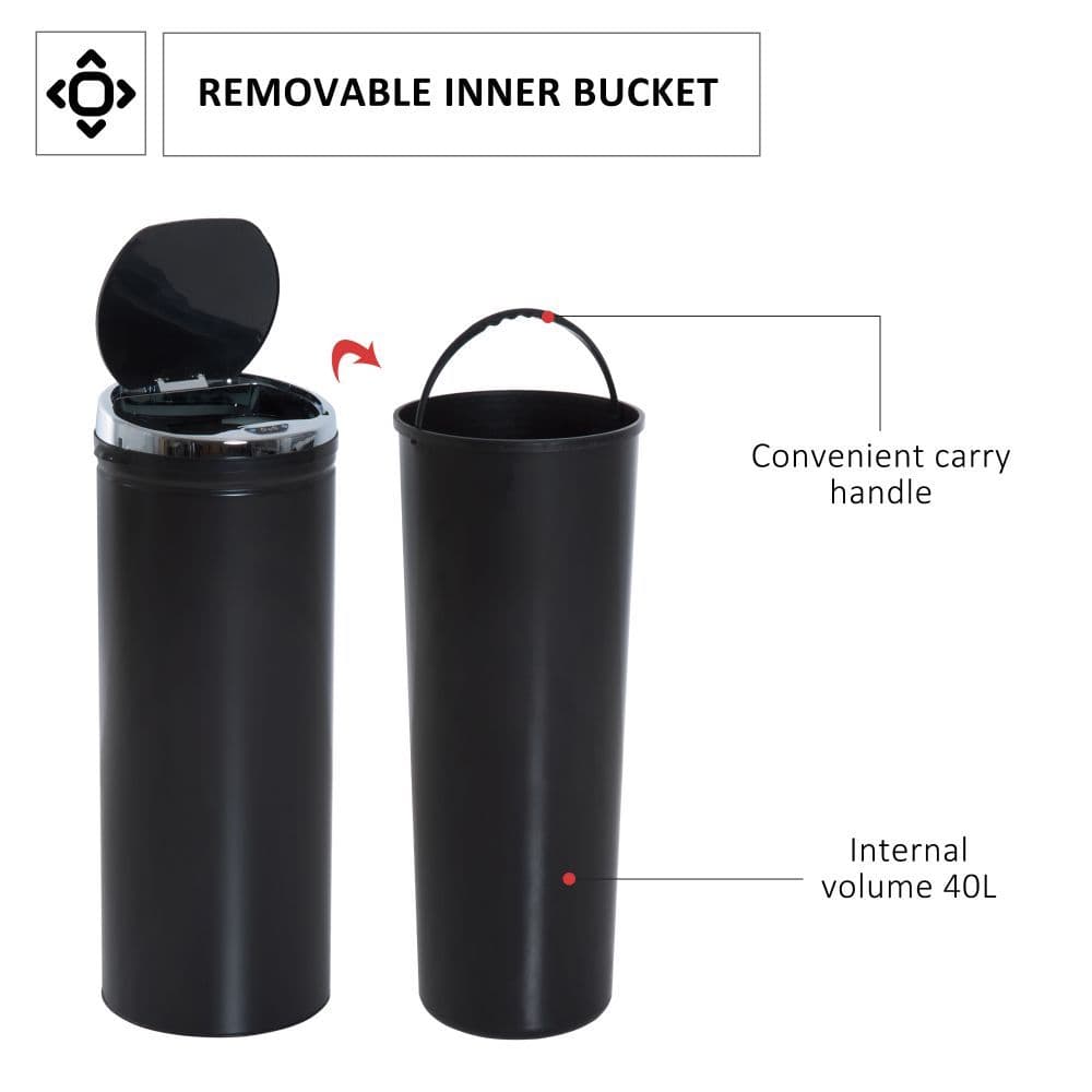 image-50 L Stainless Steel Sensor Trash Can W/ Bucket-Black