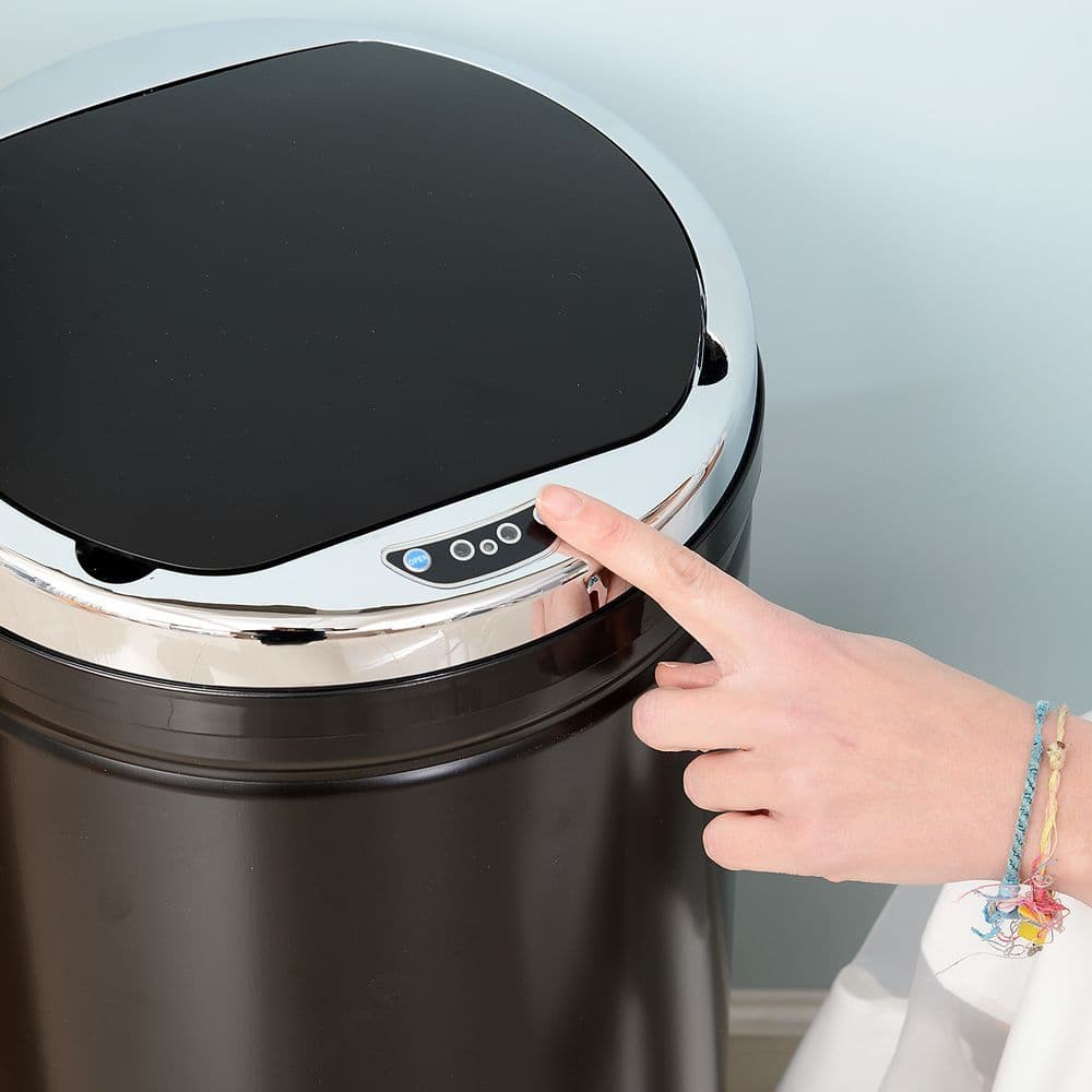 image-50 L Stainless Steel Sensor Trash Can W/ Bucket-Black