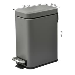 image-5L Steel Step Trash Can with Quiet-Closed Lid, Silent and Gentle Open,