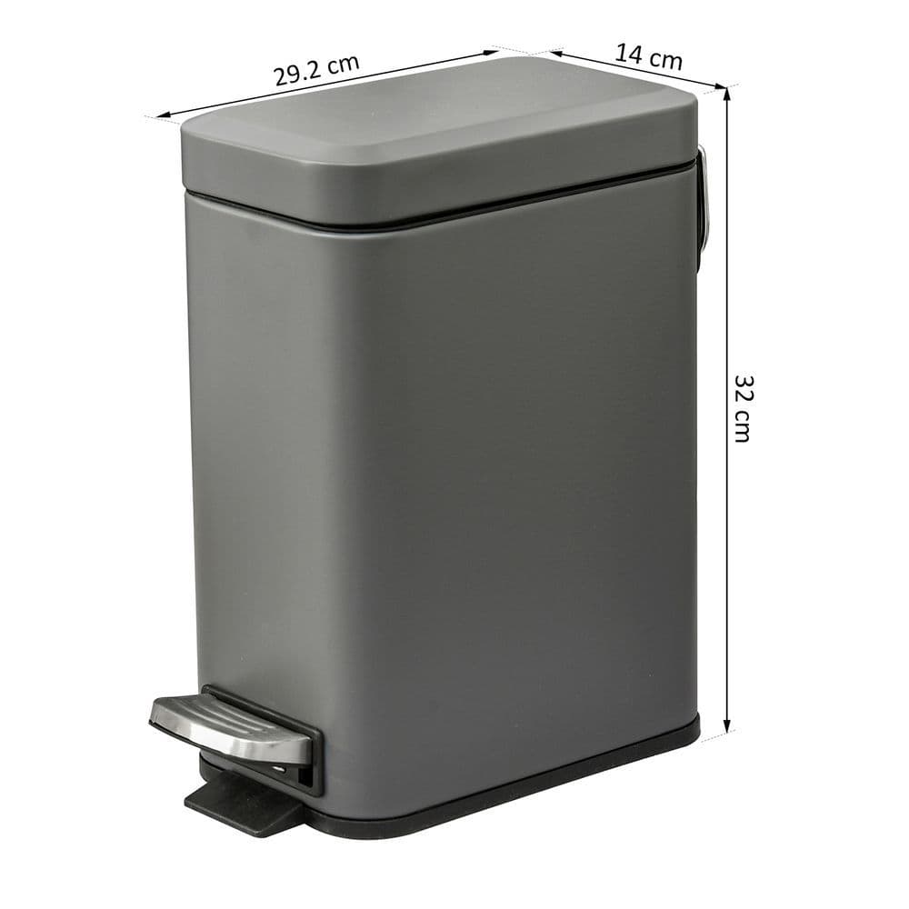 image-5L Steel Step Trash Can with Quiet-Closed Lid, Silent and Gentle Open,