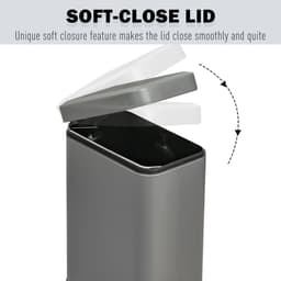 image-5L Steel Step Trash Can with Quiet-Closed Lid, Silent and Gentle Open,