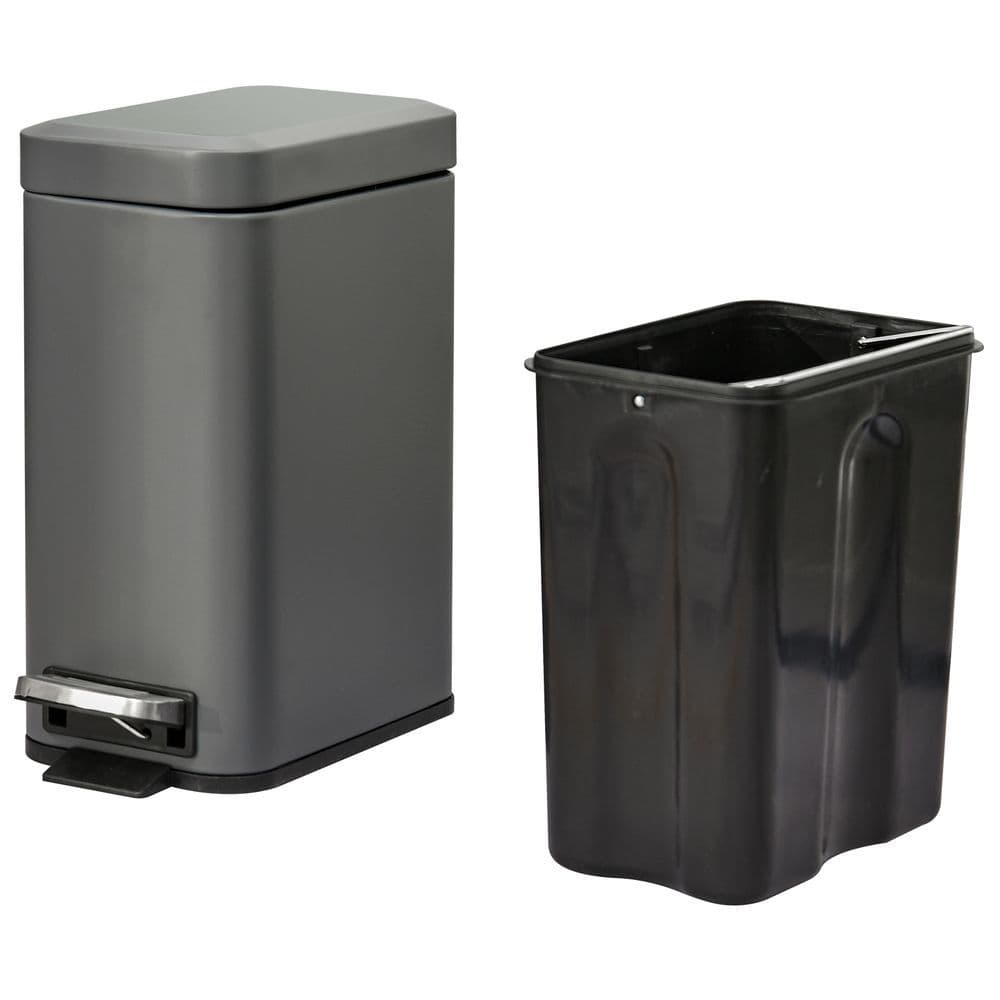 image-5L Steel Step Trash Can with Quiet-Closed Lid, Silent and Gentle Open,